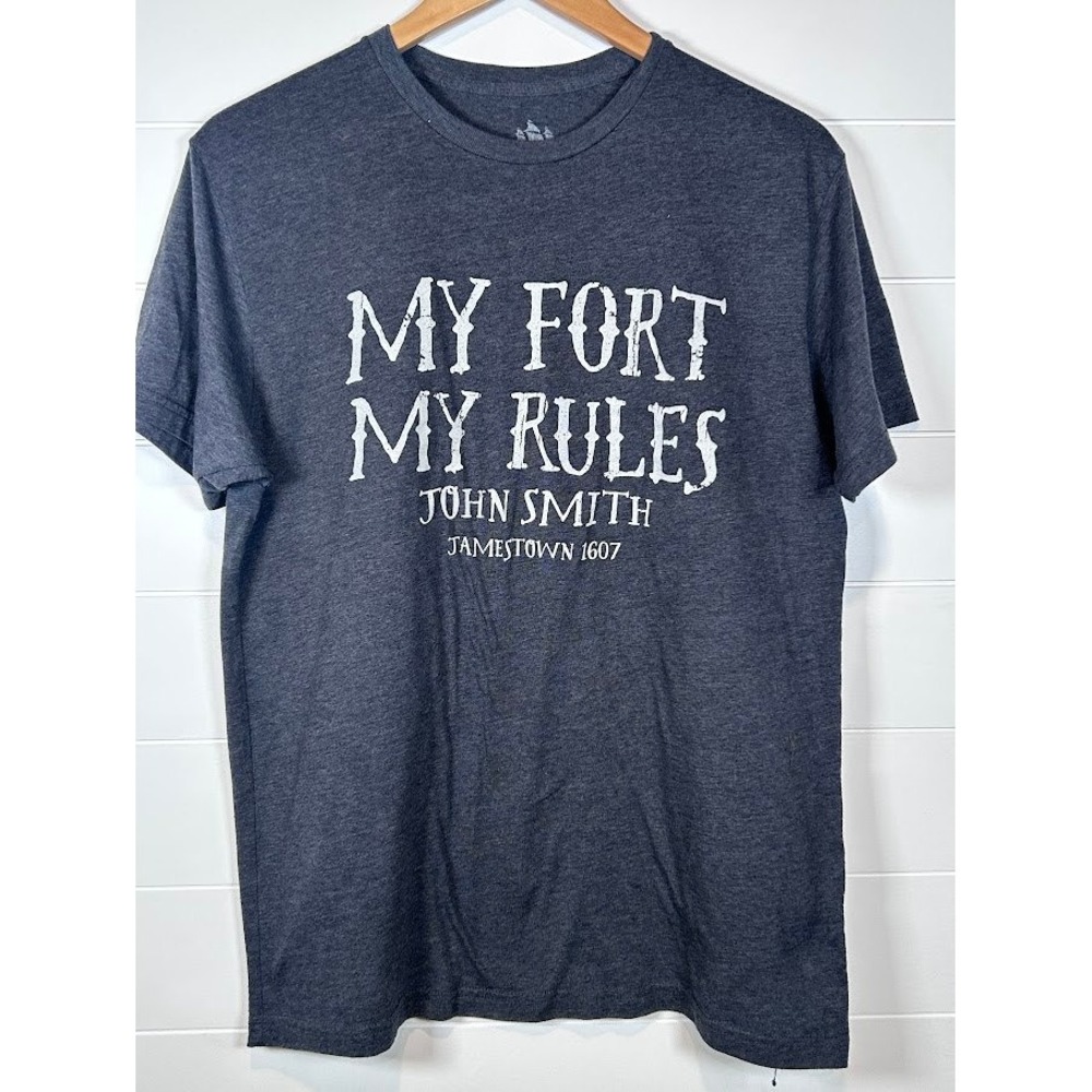 Jamestown Settlement T-Shirt John‎ Smith My Fort My Rules Mens L Gray